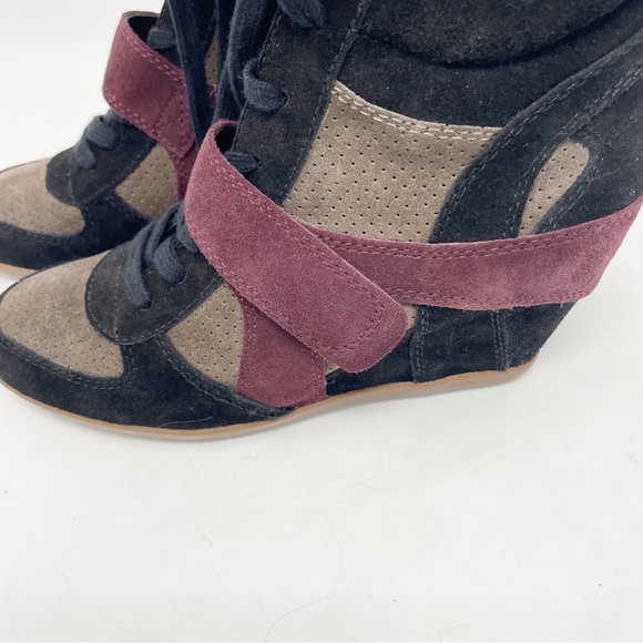 Ash Limited Bowie Wedge Sneaker Suede - Worn once - Size 40 Black Burgundy - Picture 7 of 10